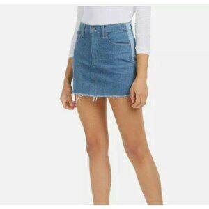 Hudson Los Angeles Sz 28 Viper Denim Mini Skirt Two Toned Frayed Hem Jean Skirt